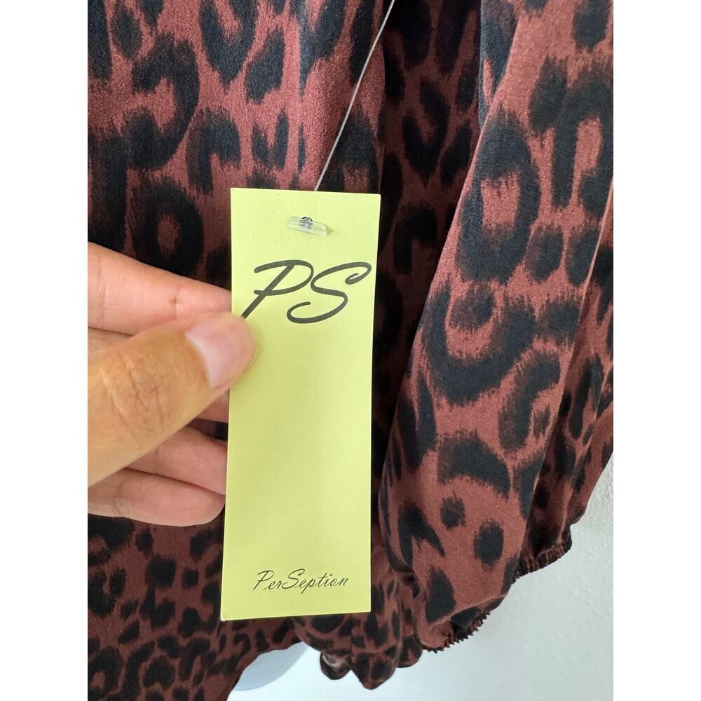 PerSeption Concept Leopard Print Split Neck Blous… - image 4